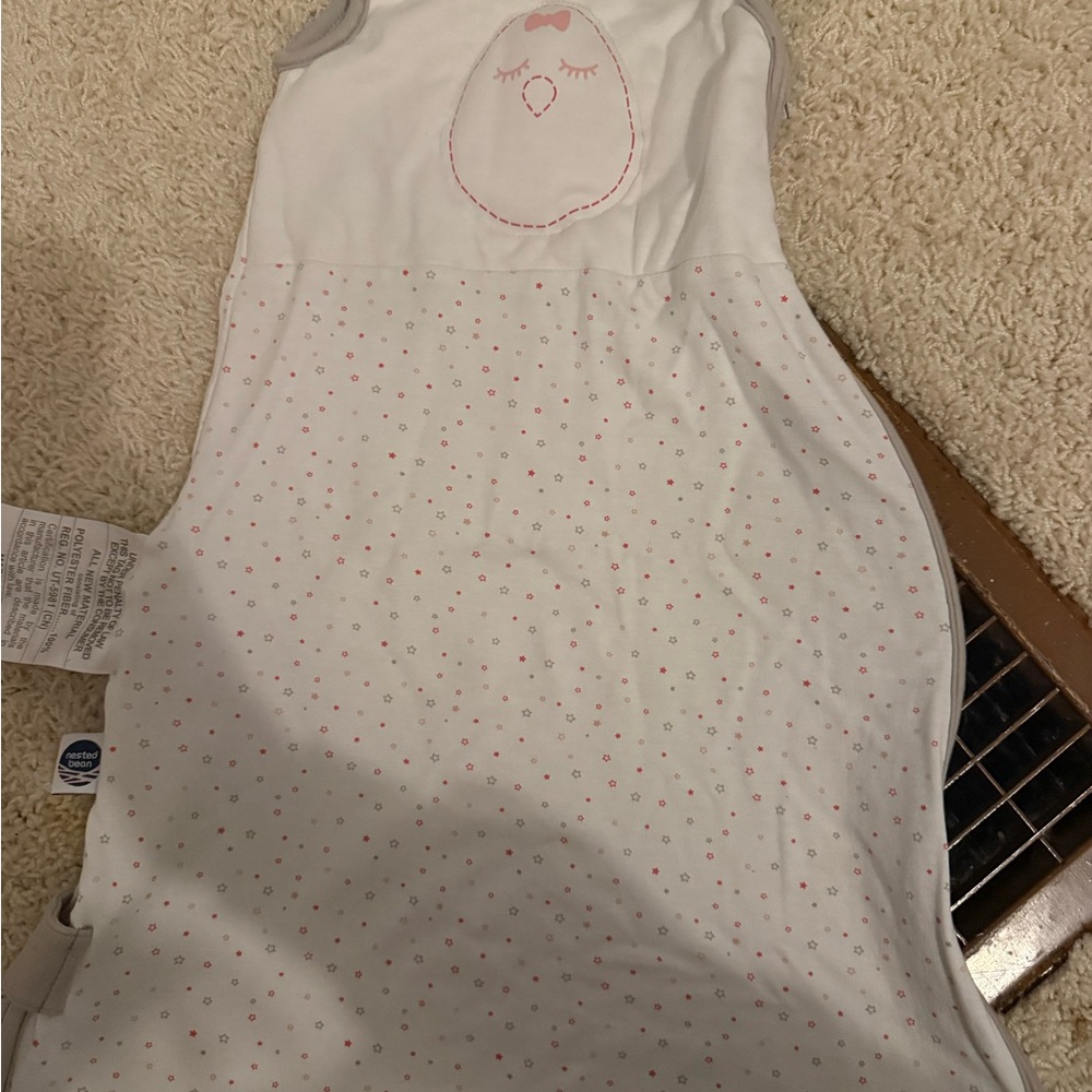 Nested Bean White Sleep Sack with Pink Accents